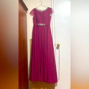 This is a A-line dress, fuchsia color.